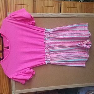 - Girls pink romper with short sleeve top size 10/12 medium
